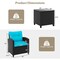 3-Piece PE Rattan Outdoor Furniture Set with Tempered Glass Table and Cushioned Armchairs